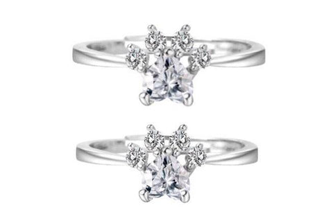 2-Pack of Silver Paw Rings