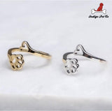 2 Piece Set of Wrap Around Paw Print and Heart Rings