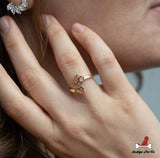 2 Piece Set of Wrap Around Paw Print and Heart Rings
