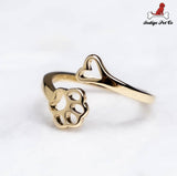 2 Piece Set of Wrap Around Paw Print and Heart Rings - IndigoPetco.com