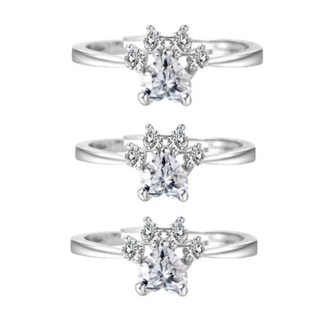 3-Pack of Silver Paw Rings (Buy 2 get 1 FREE)