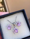 Rose Gold & Silver Paw Necklace & Rose Gold & Silver Paw Earring Set - IndigoPetco.com