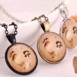 Footprint & Dog Paw Print In The Sand Necklace - IndigoPetco.com