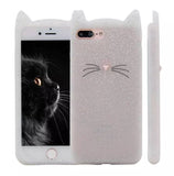 Glitter White "I'm a Cat" iPhone Case & Rose Gold Paw Ring & Necklace Set - IndigoPetco.com