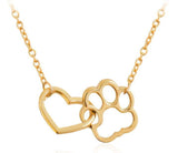 Interlocking Paw Heart Necklace - IndigoPetco.com