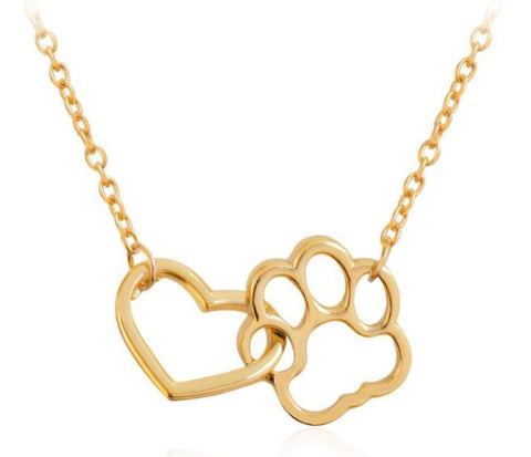 Interlocking Paw Heart Necklace - IndigoPetco.com