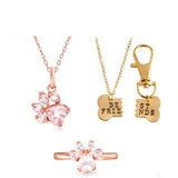 Rose Gold Paw Ring & Necklace Set + BFF Necklace Set - IndigoPetco.com