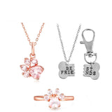 Rose Gold Paw Ring & Necklace Set + BFF Necklace Set - IndigoPetco.com