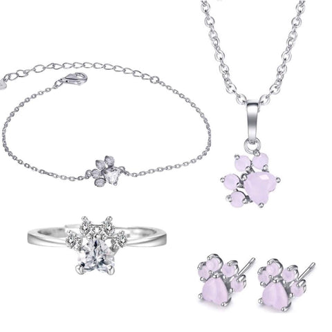 Silver Paw Jewelry Set - IndigoPetco.com