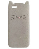 Glitter White "I'm a Cat" iPhone Case & Silver Paw Heart Wrap Ring Set