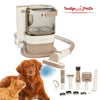 Indigo Pet Grooming Kit with brushes, scissors, and grooming tools for dogs and cats, displayed on a white background.
