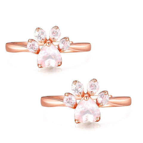 2-Pack of Rose Gold Paw Rings