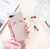 Glitter White "I'm a Cat" iPhone Case & Silver Paw Heart Wrap Ring Set