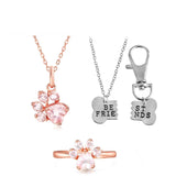 Rose Gold Paw Ring & Necklace Set + BFF Necklace Set
