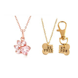 Rose Gold Paw Necklace and BFF Necklace Set