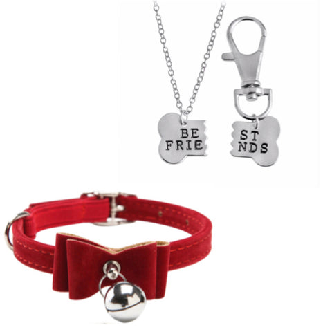 BFF Necklace and Velvet Bow Collar Set