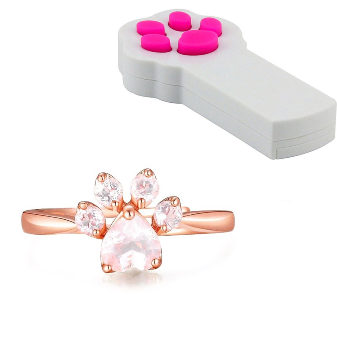 Rose Gold Paw Ring & Paw Beam Lazer Pointer Set