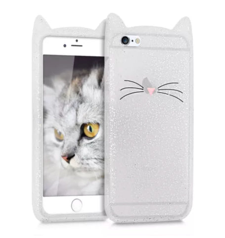 Glitter White "I'm a Cat" iPhone Case